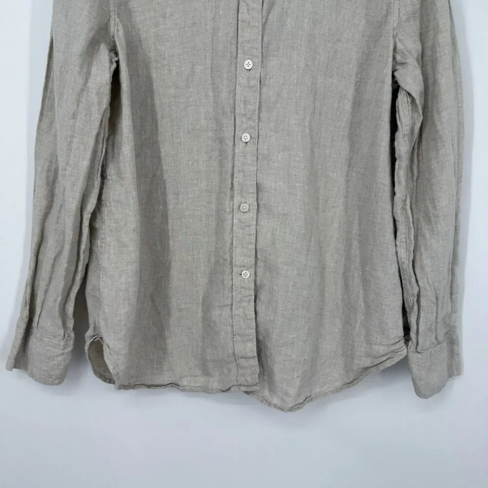 J.Crew Baird McNutt Irish Linen Shirt Beige Button Up Slim Capsule Size 16 TALL
